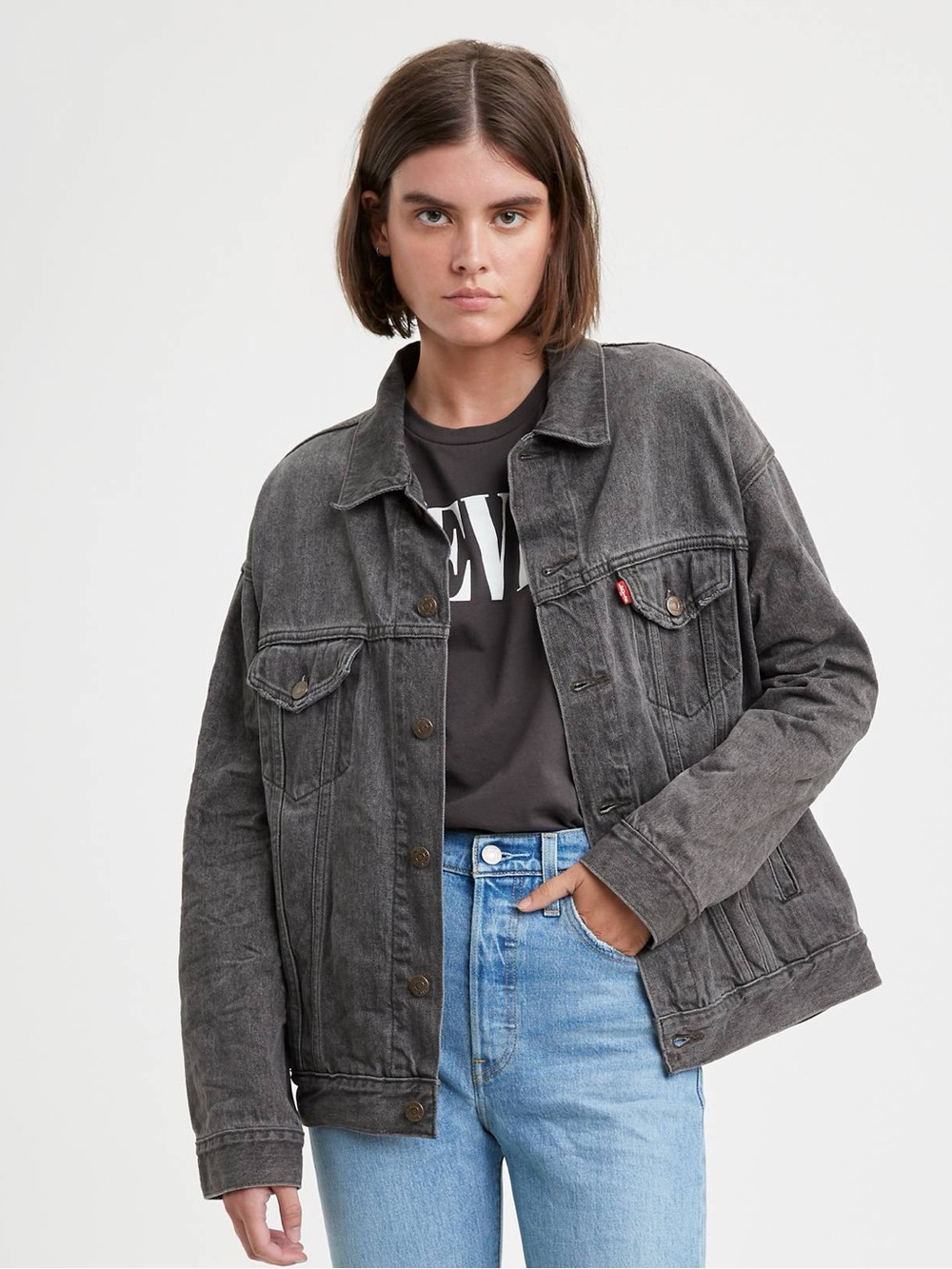 Levi’s Premium Oversized Denim Trucker Jacket - Washed Black